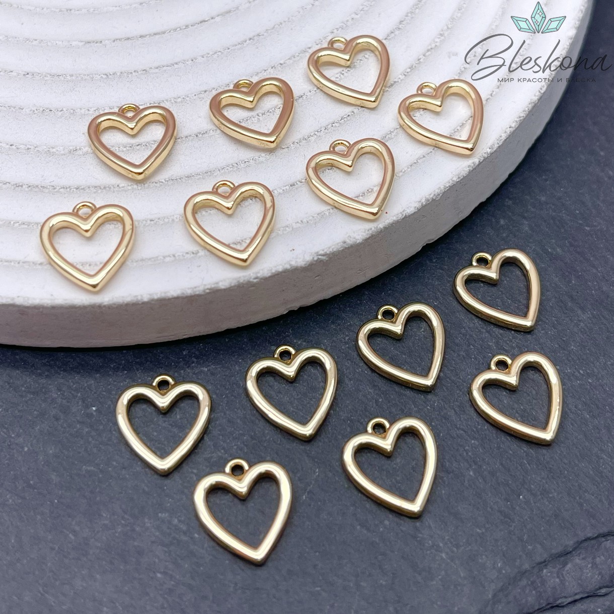 13,5*10 мм Цвет золото, Подвеска сердце контур малое