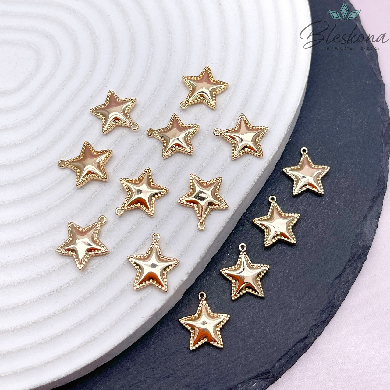 14,8*13,3мм, Цвет золото, Подвеска звезда точки  