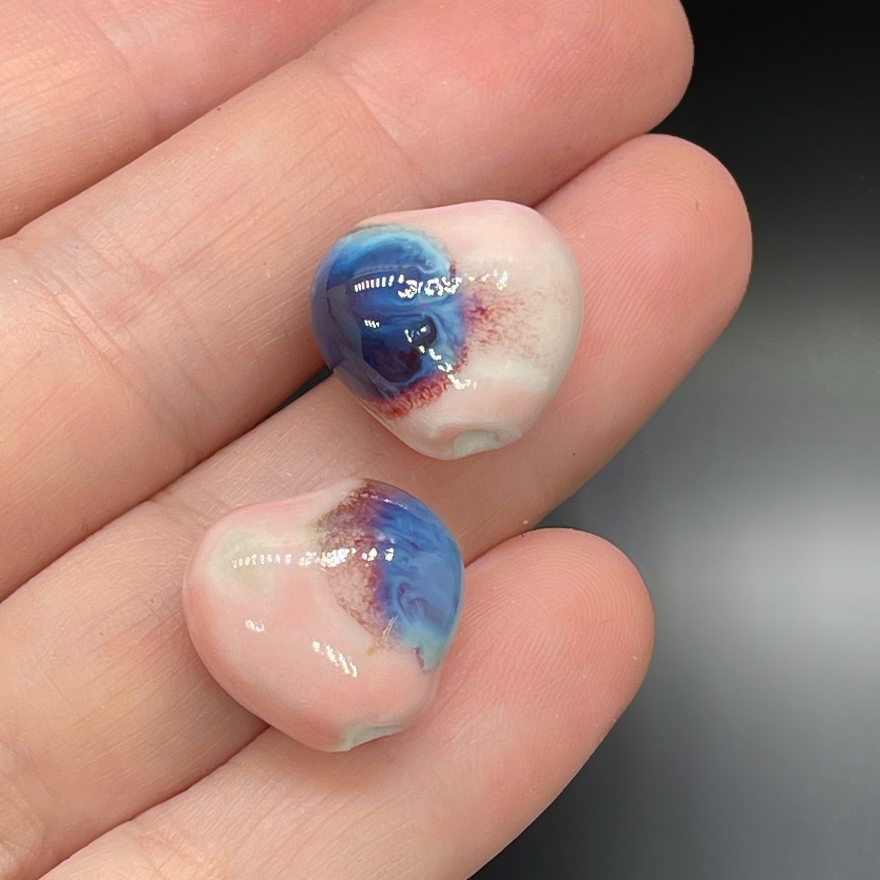 17 мм Бусина сердце, керамика цвет розовый рисунок №1