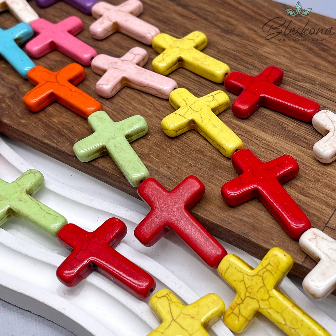 35*25 мм Магнезит (Говлит) имитация крест микс (тонированный)