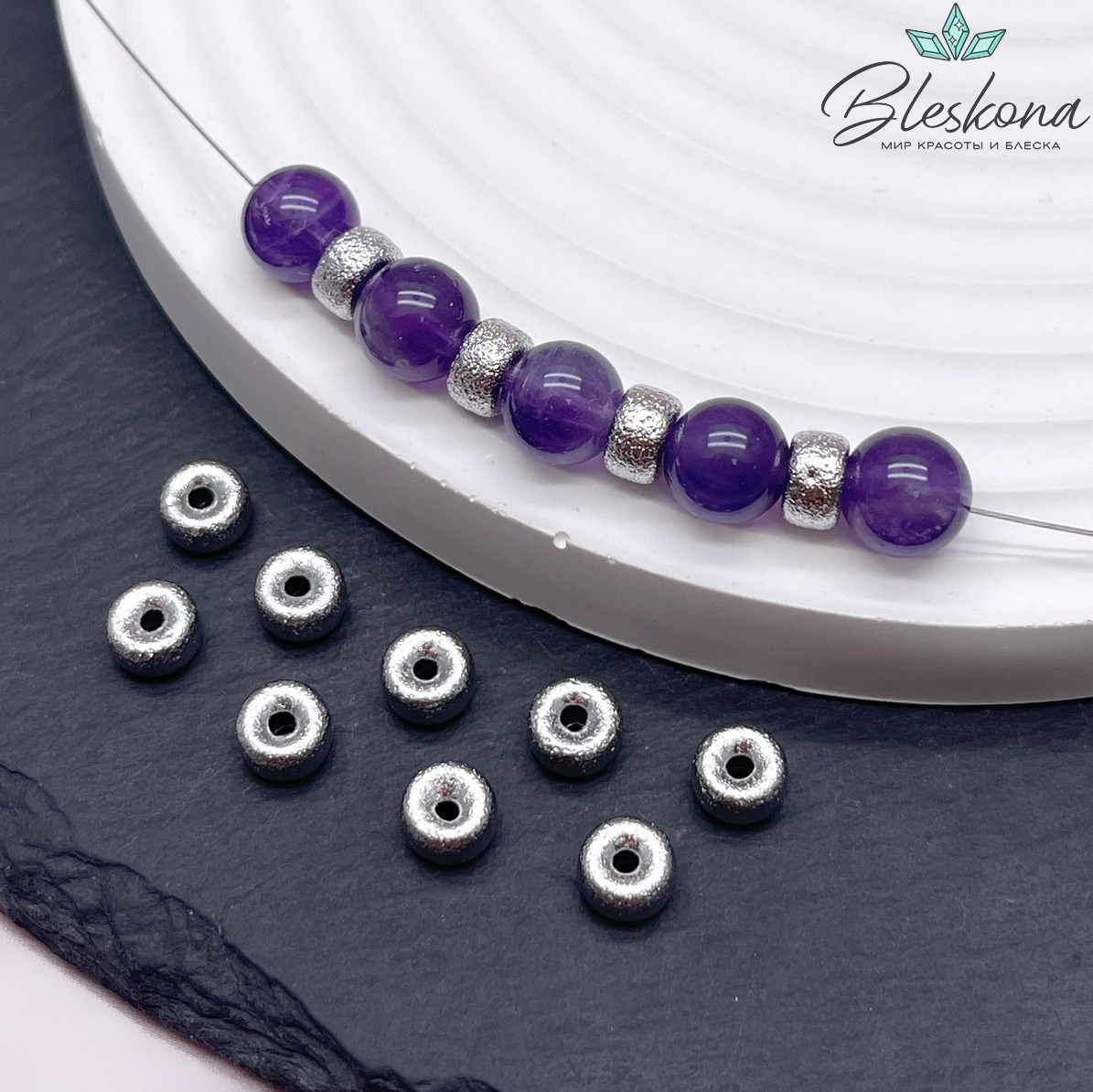 6*3,5 мм Цвет серебро, Бусина-разделитель фактурная