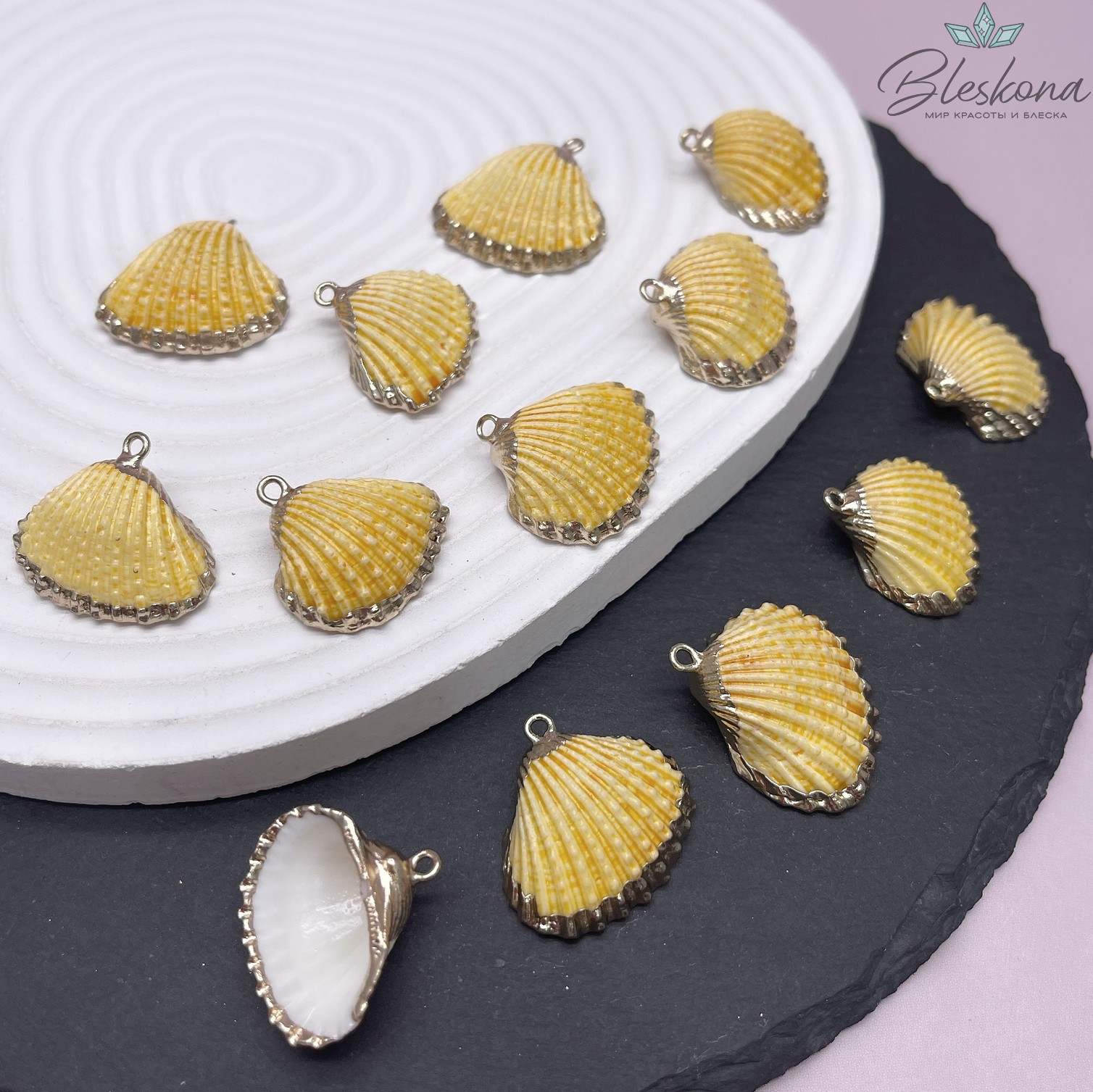 (22-23)*(24-26) мм, Цвет золото, Подвеска Ракушка желтая