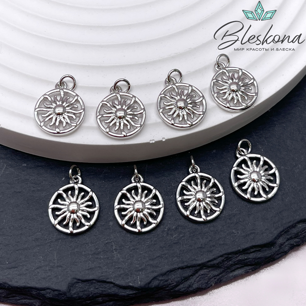 13,8*11,5 мм Цвет серебро, Подвеска Солнце 