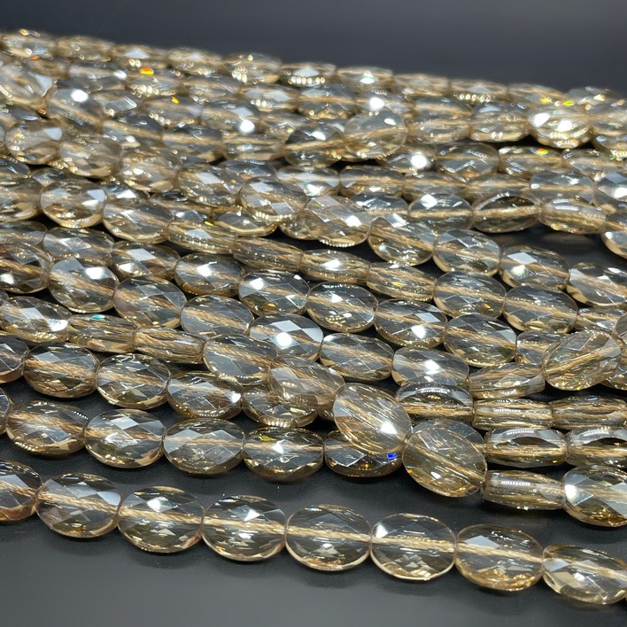 8*11 мм Стекло Lux, овал огранка, цвет песочный 