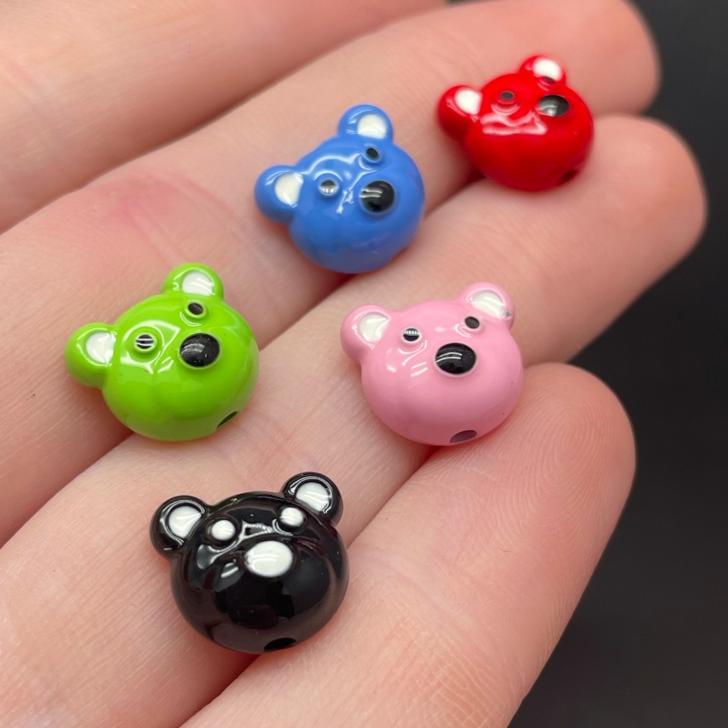 12*10,5 мм, Бусина Мордочка Мишки эмаль микс уп.5 шт
