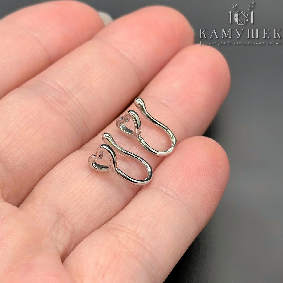 Пирсинг- муляж сердце, цвет серебро 12мм