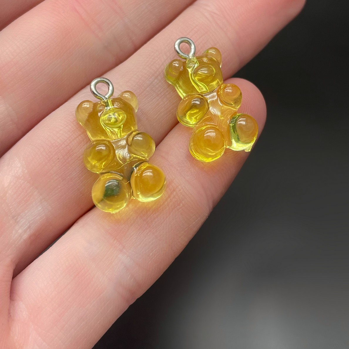 12*21,5мм, Цвет серебро, Подвеска Мишка желтый прозрачный   