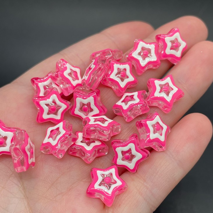 12 мм, Бусина звезда розовая уп.5шт