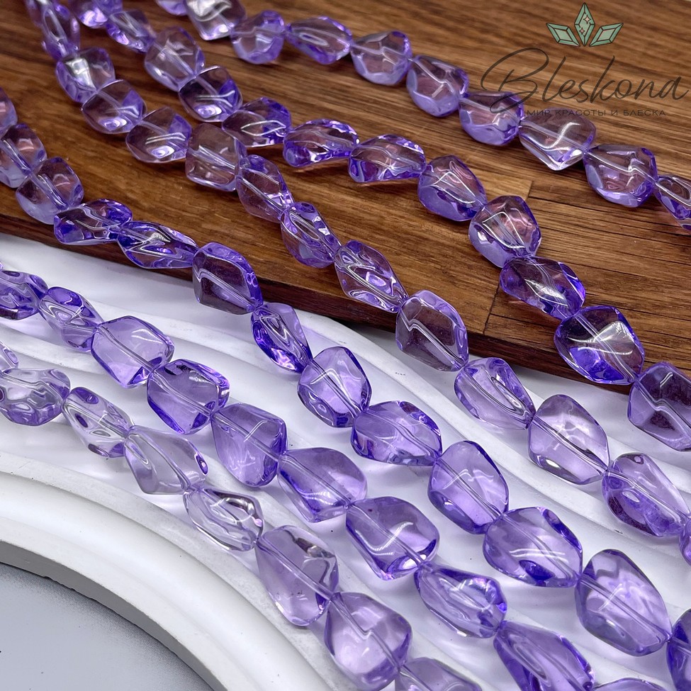 15*12 мм Бусины фриформ, цвет фиолетовый, стекло