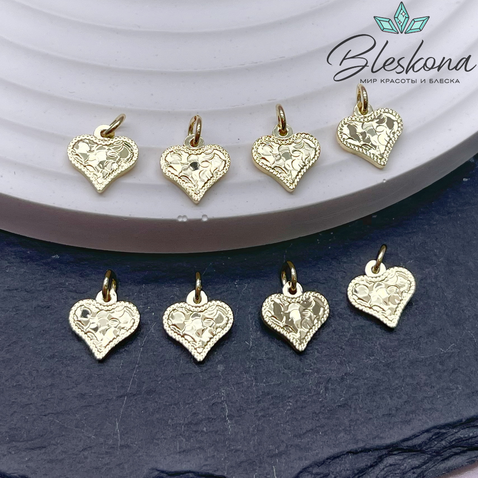 8,5*8,4 мм Цвет золото, Подвеска сердце фактурное