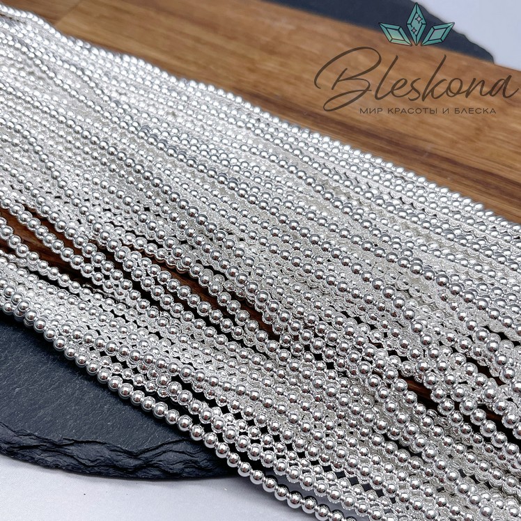 3 мм Гематин имитация, цвет светлое серебро 