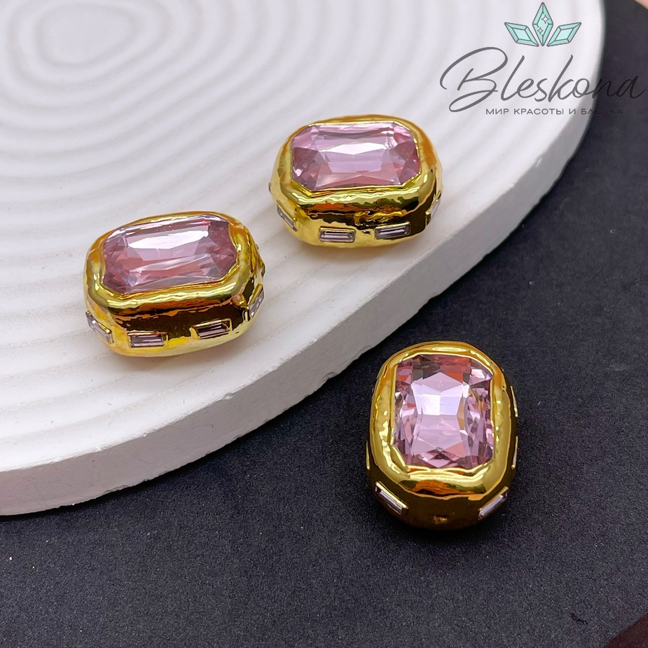 24*18 мм, Бусина Ювелирное стекло розовое