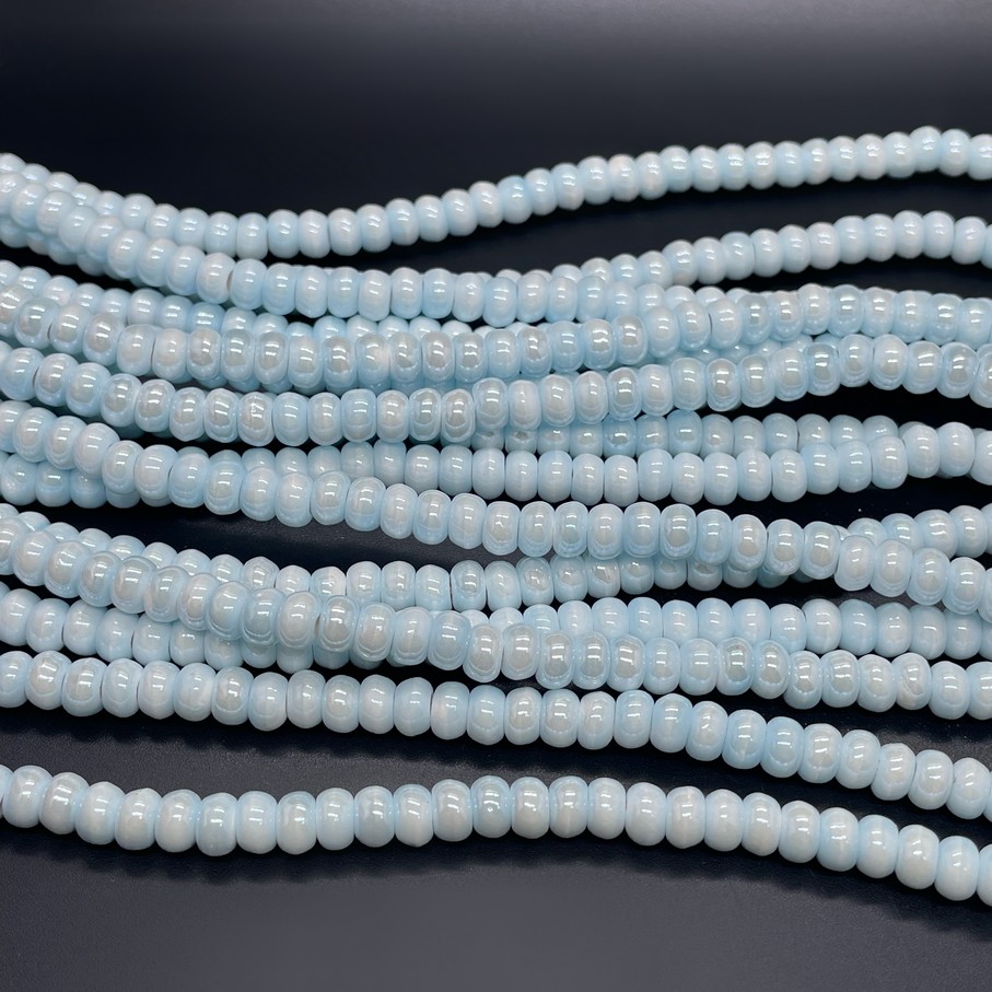 6*4 мм Бусина-разделитель, керамика цвет голубой