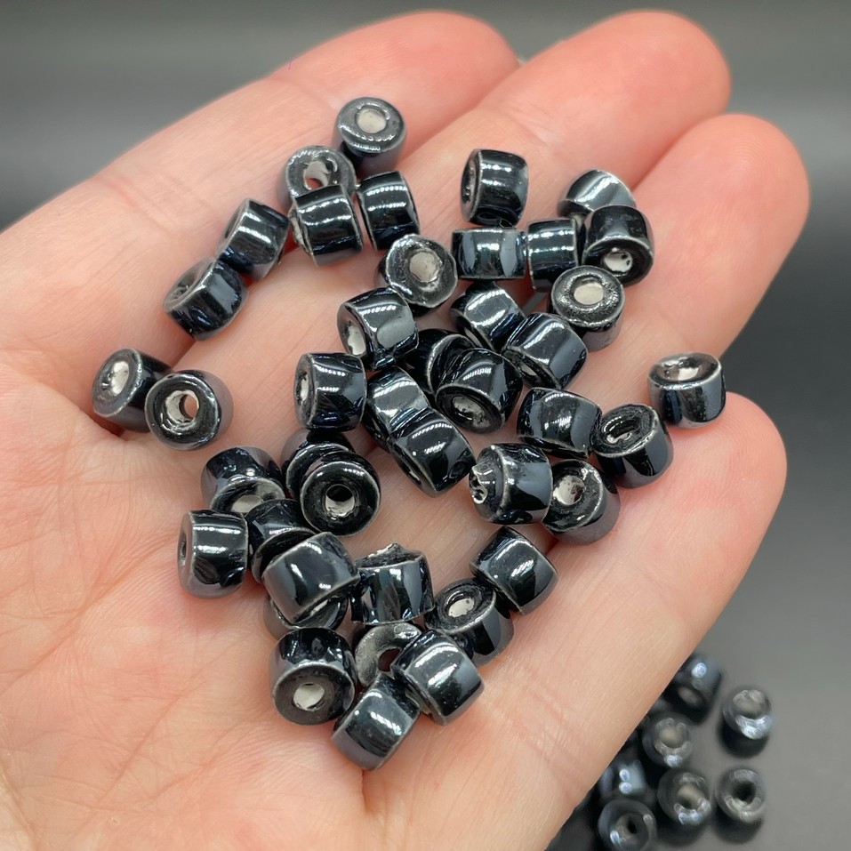 6*4 мм Бусина- разделитель, керамика цвет темно-синий  уп.10шт