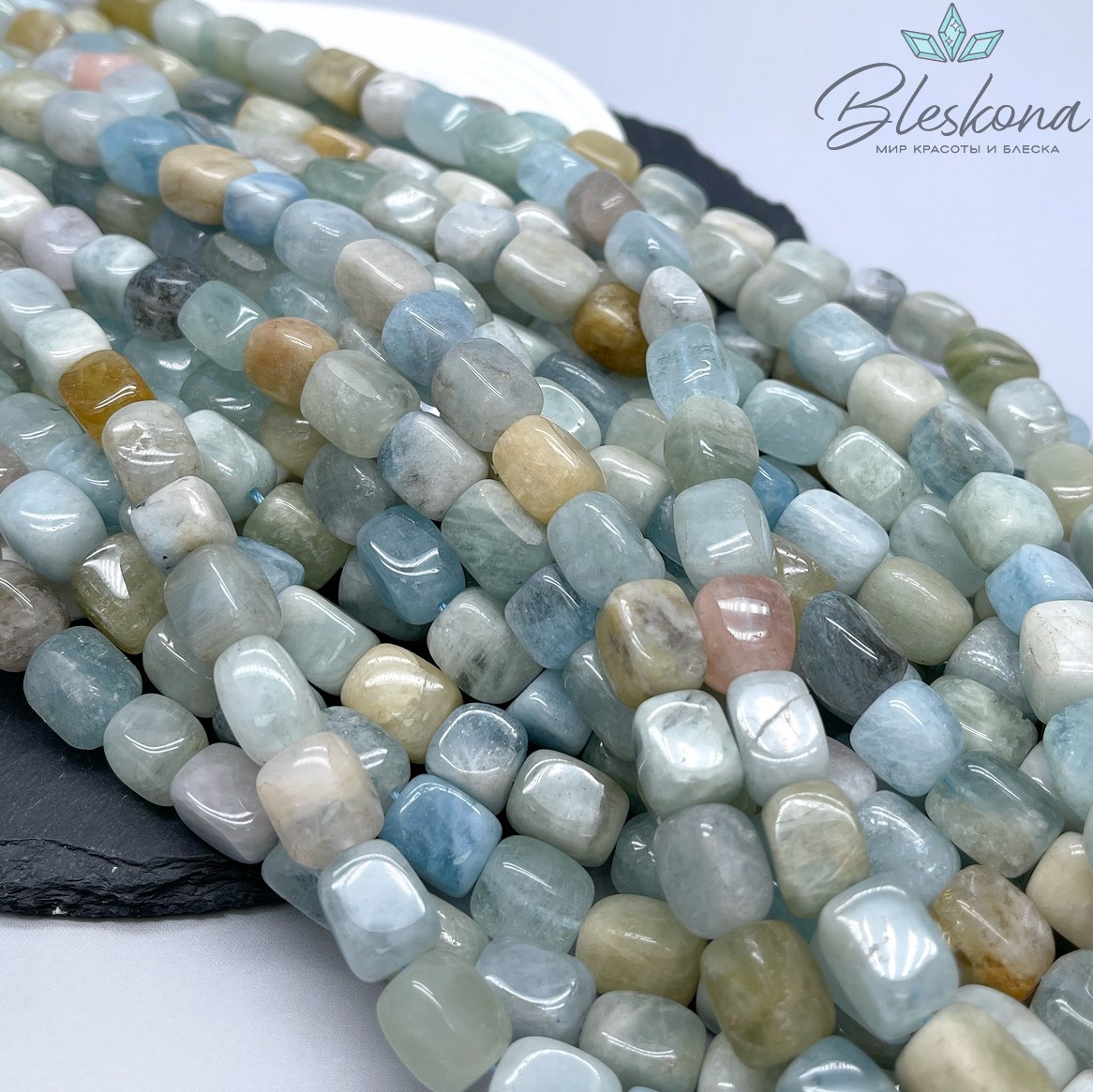 Аквамарин фриформ прямоугольник (11-13)*(9-10) мм