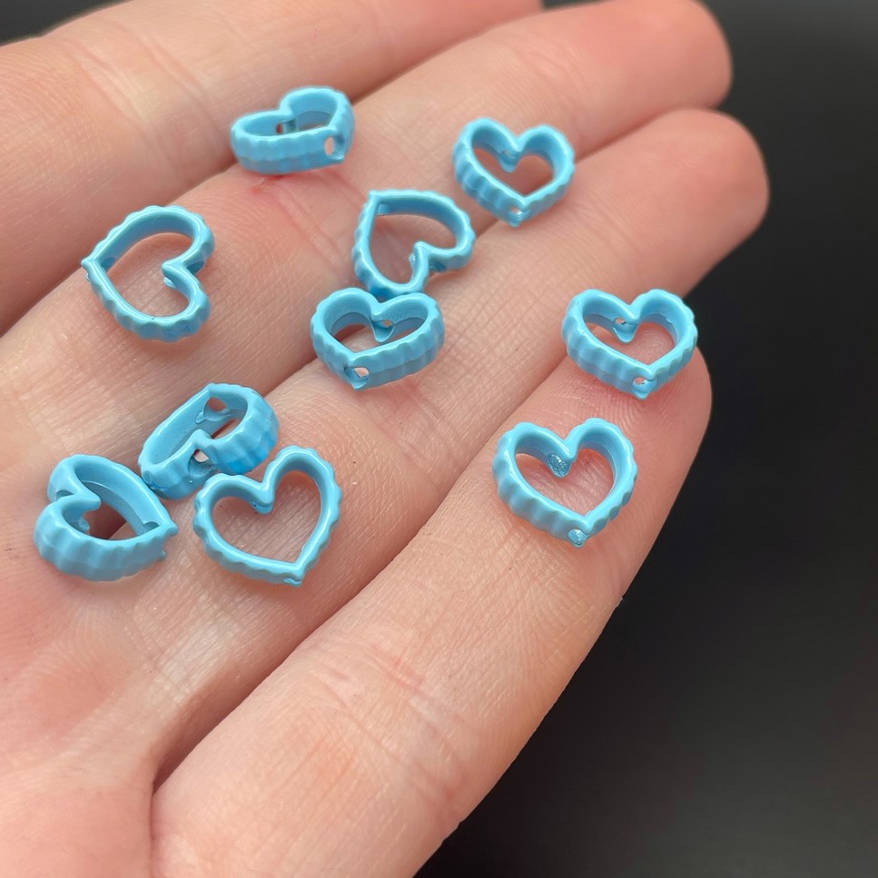 10 мм , Бусина-коннектор сердце голубая эмаль уп.10шт 