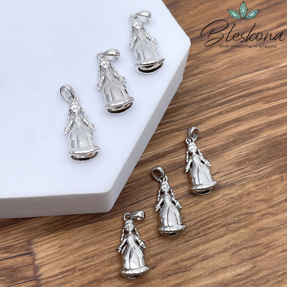 16,7*8 мм Цвет серебро, Подвеска Девочка Татарочка Этно 
