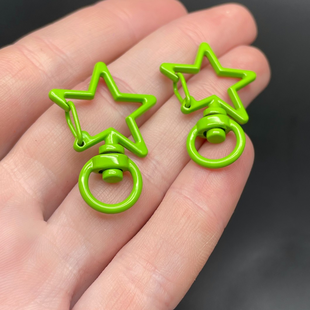 23*35мм , Замок крупный звезда зеленая эмаль 