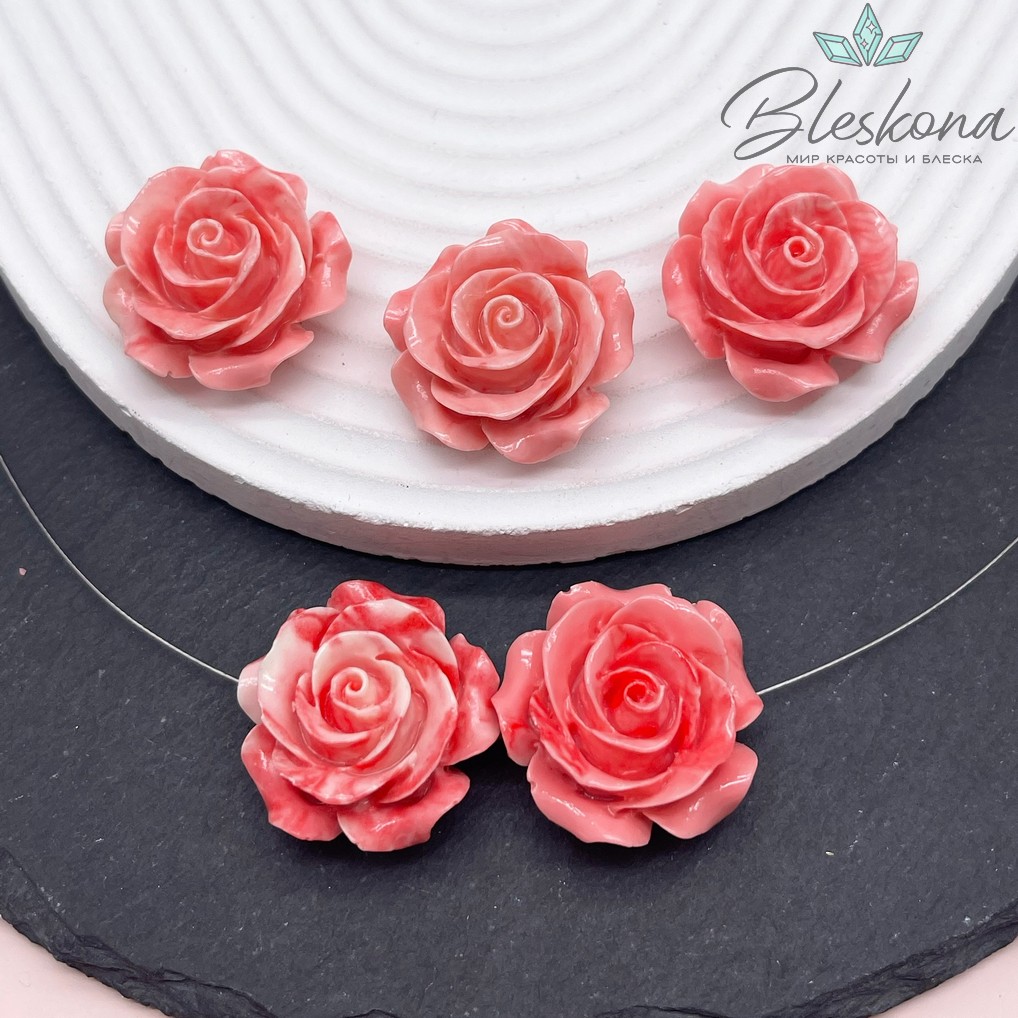 Бусина Розочка 27*14 мм (имитация коралла)