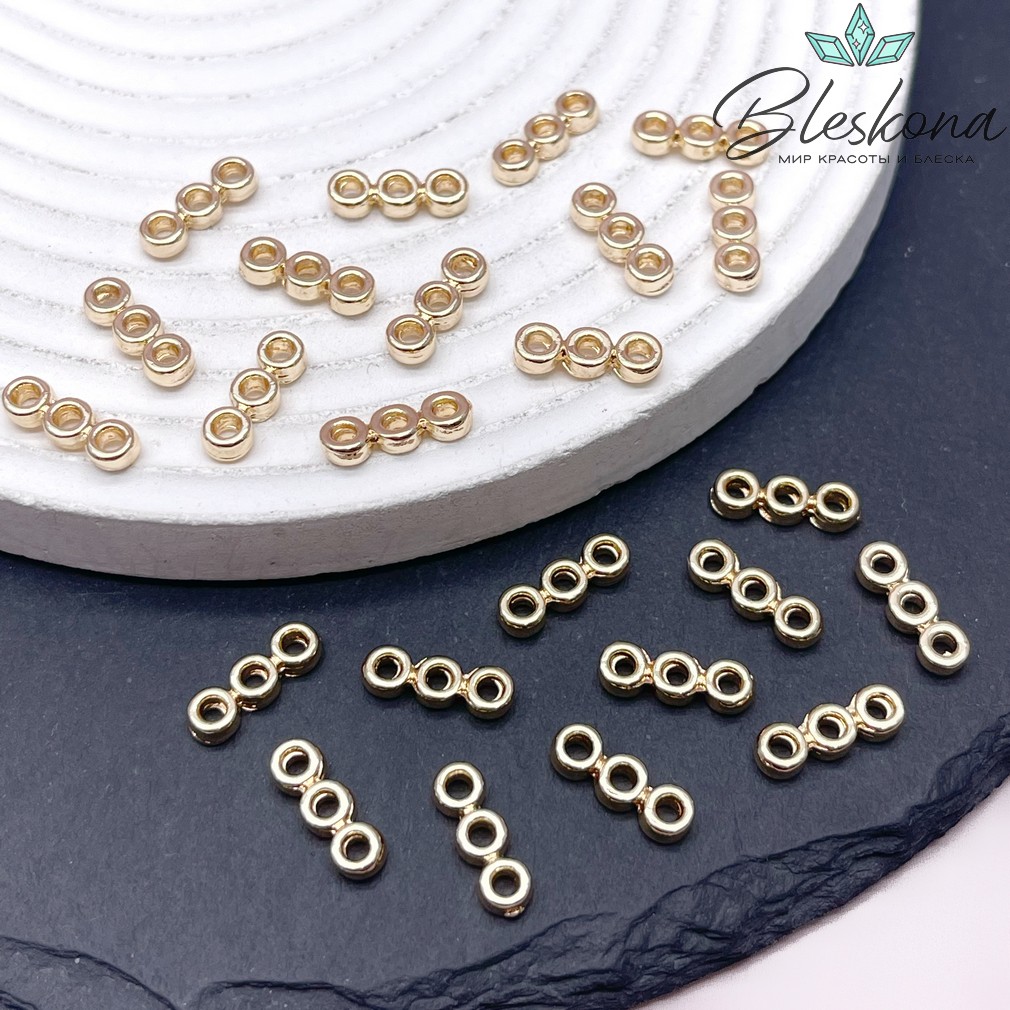 4,3*12,8 мм Цвет золото, Бусина - разделитель на 3 ряда