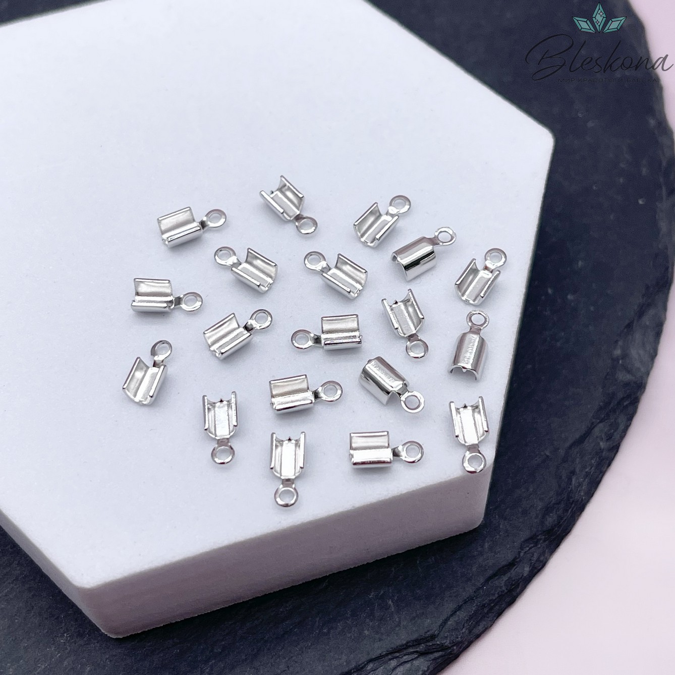 8*3,5 мм Цвет серебро, Зажим-Концевик для шнура гладкий 