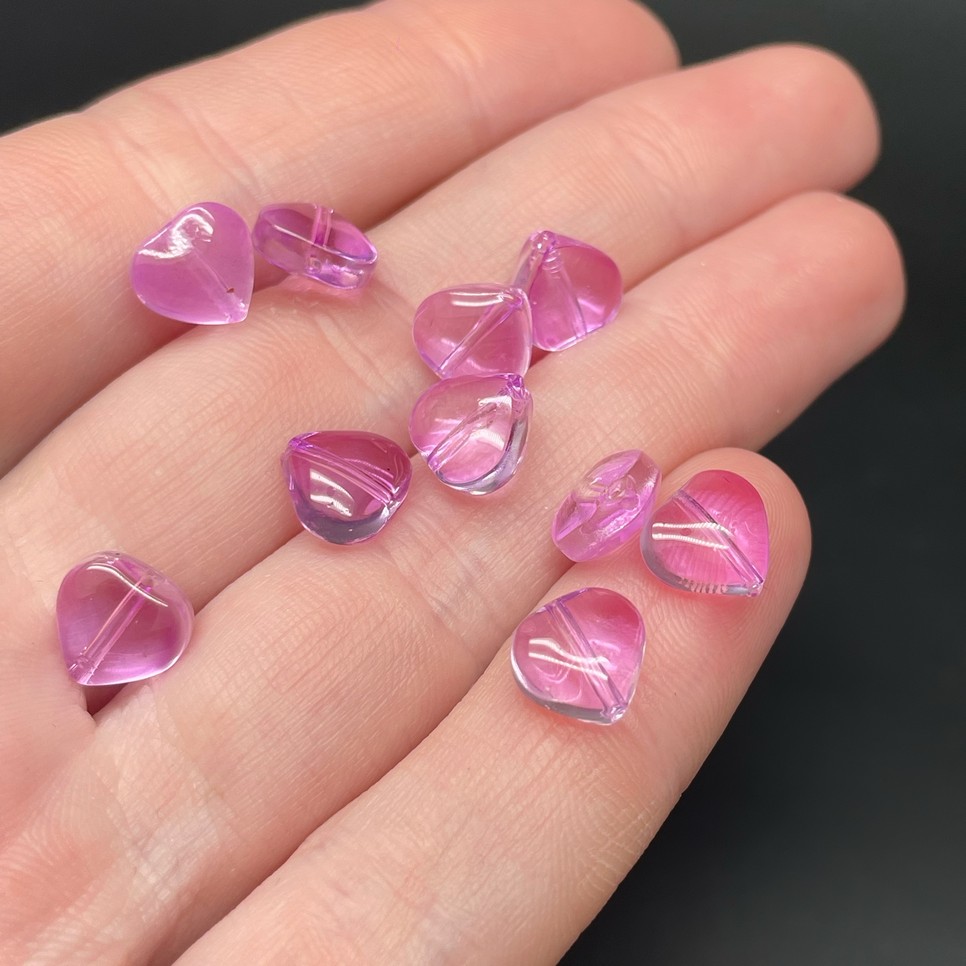 8,5 мм, Стекло сердце фиолетовое  уп.10 шт №1