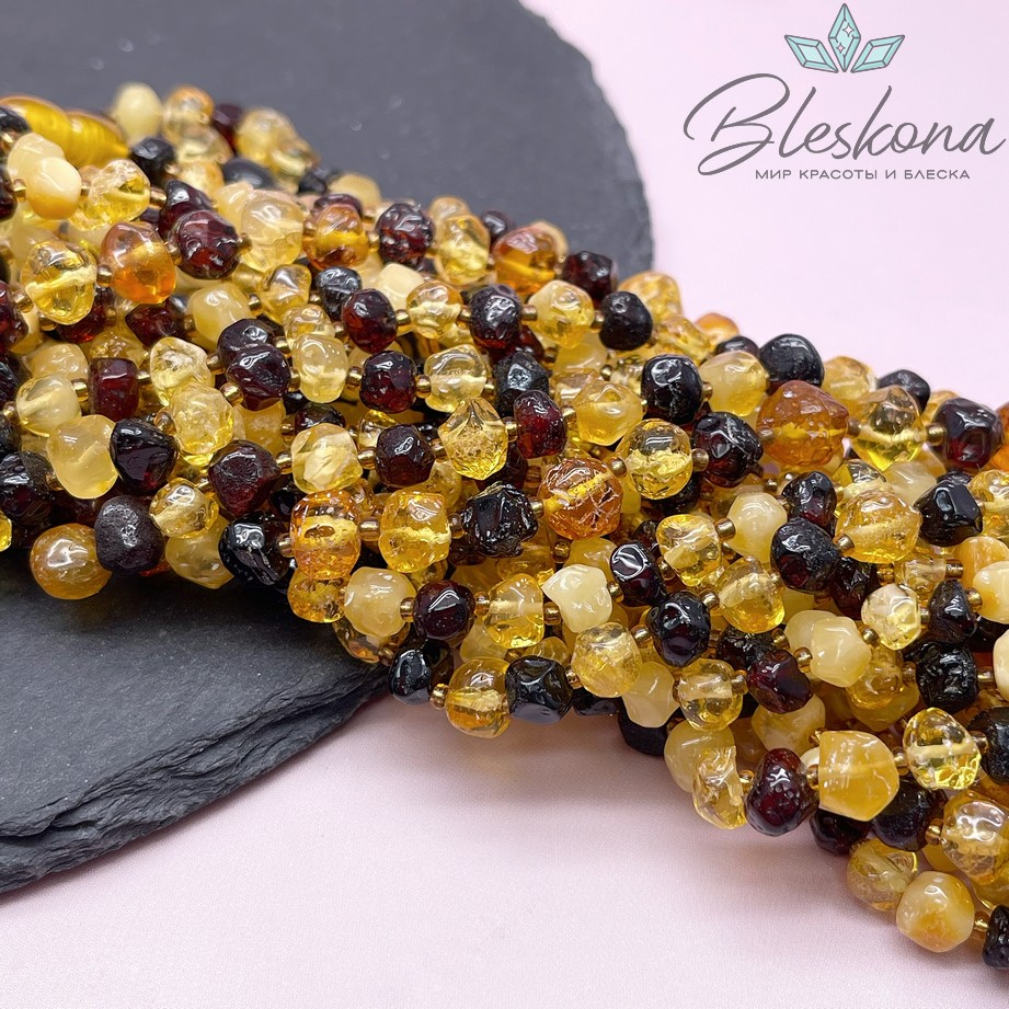 Янтарь микс №2 фриформ 6-7мм 