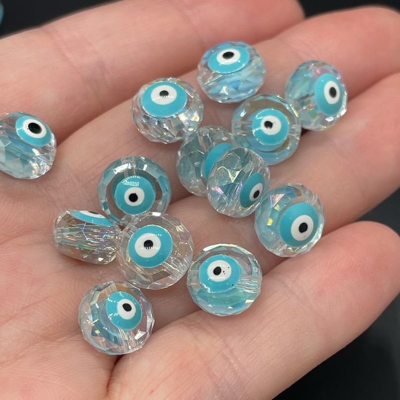 10мм, Стекло Lux форма круг голубой  глаз уп.5 шт