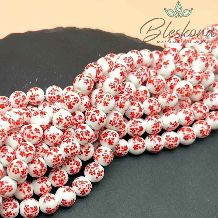 10 мм Керамика Бусина роспись гжель №10