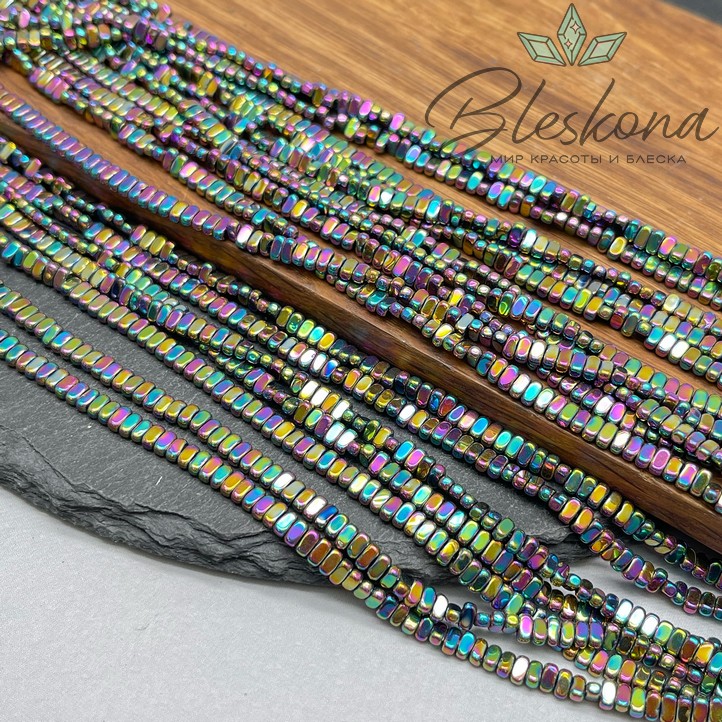 2*4 мм Гематин плоский прямоугольник, хамелеон №1, имитация