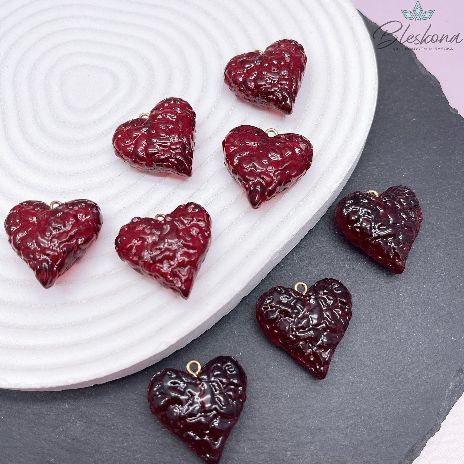 25,5*25 мм, Цвет золото, Подвеска Сердце красное 