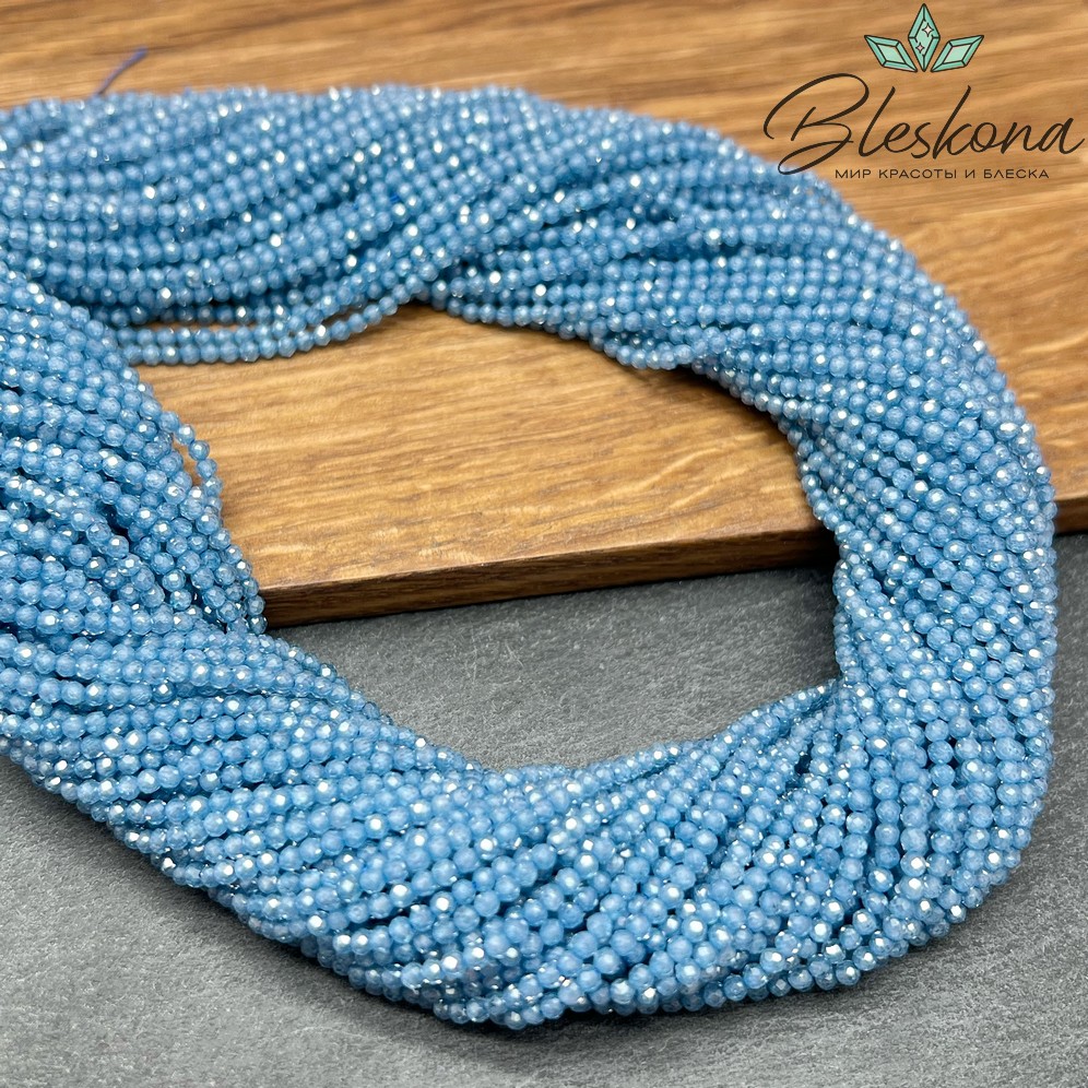 Циркон Glow синий огранка 2 мм (кубический цирконий, фианит) 