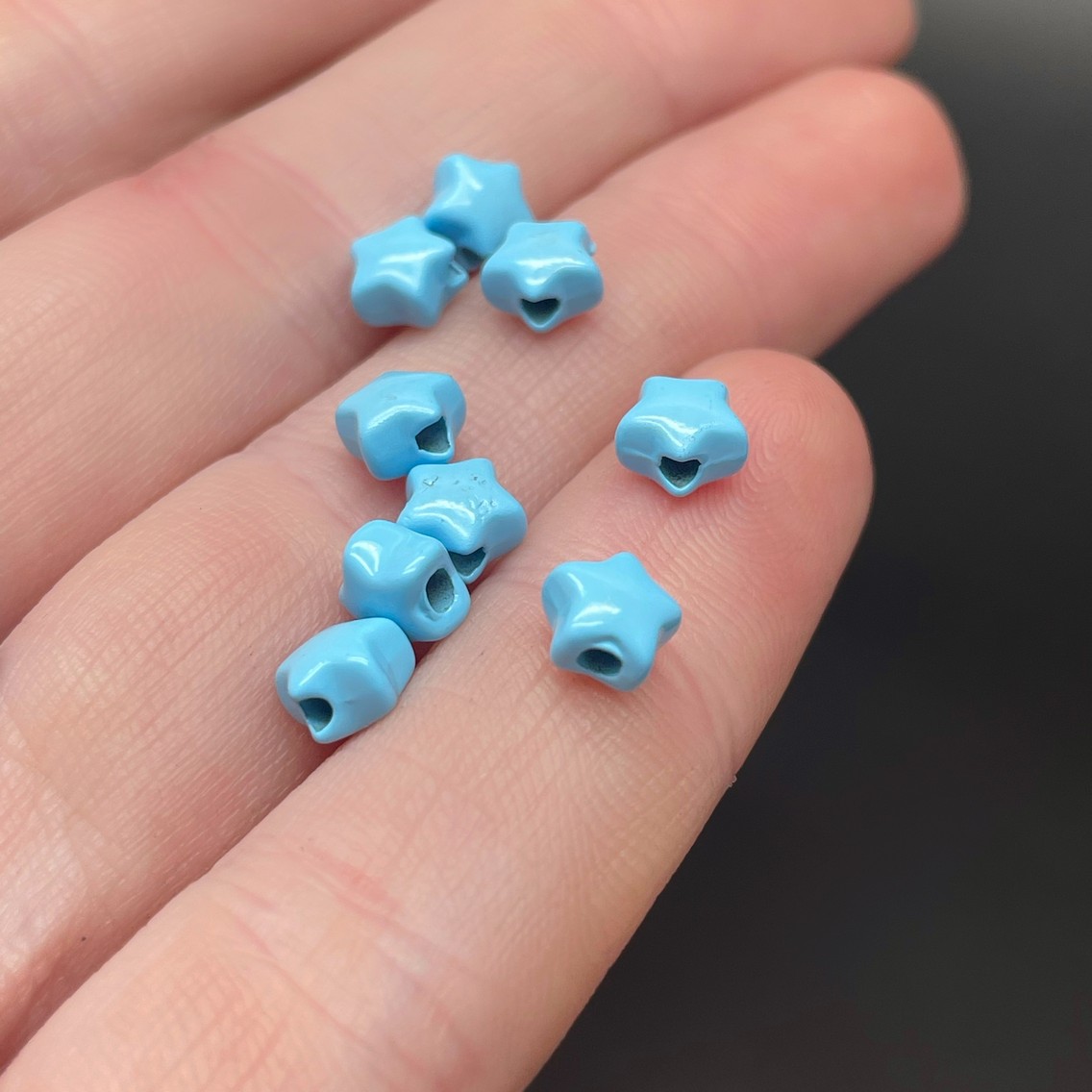 6 мм , Бусина звезда голубая эмаль уп.10шт 