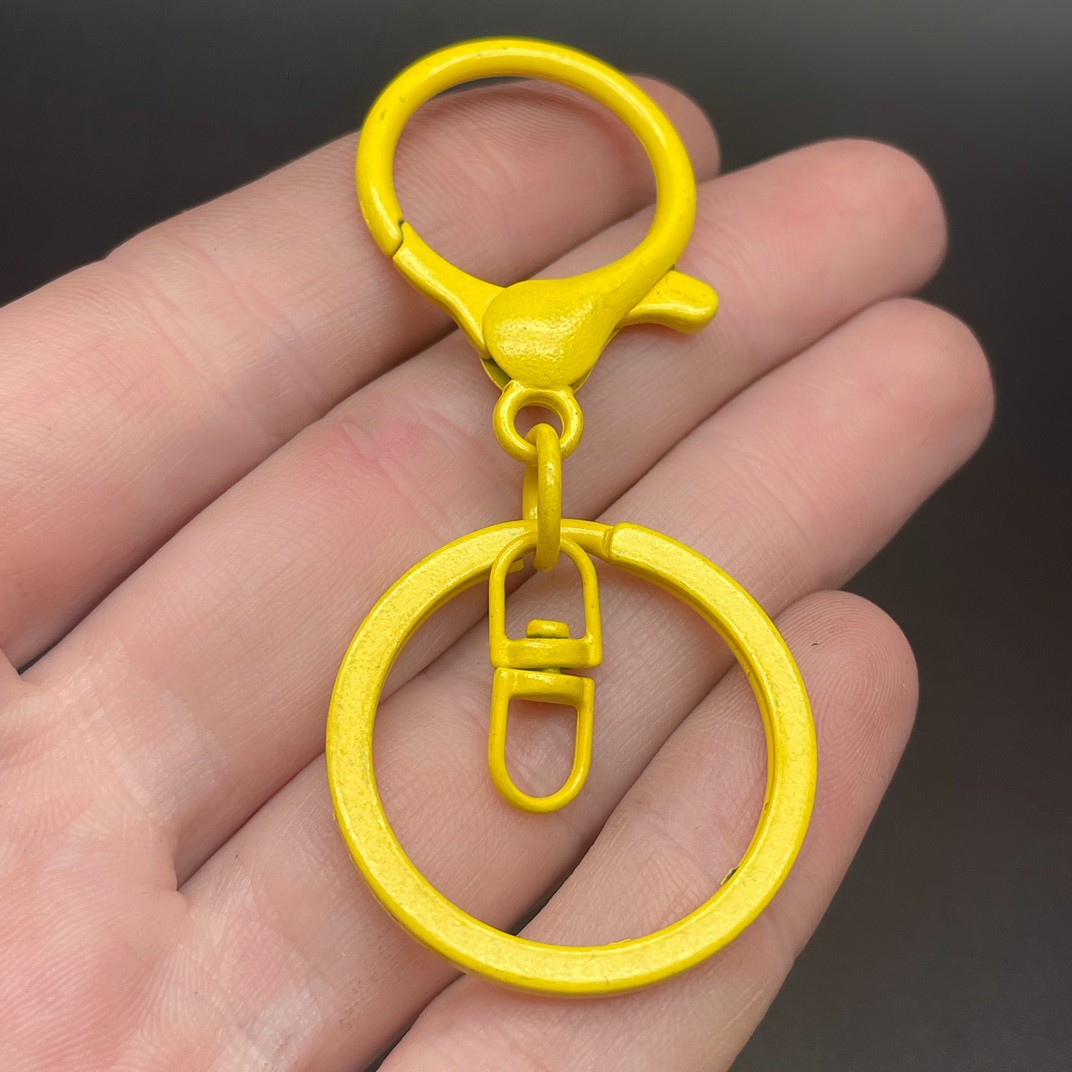 30 мм, Основа для брелока желтая эмаль круглый замок