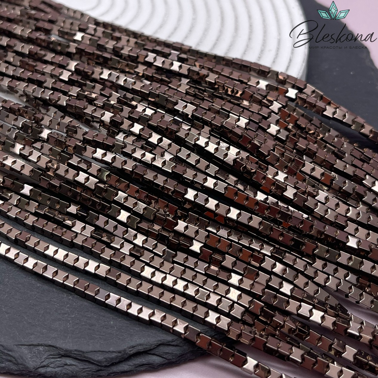 3 мм Гематин имитация куб песочные часы, цвет коричневый №1 (шоколадный)