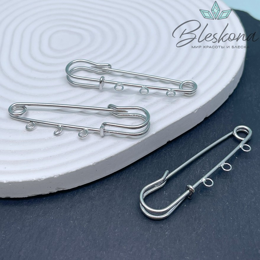 6 см, Цвет серебро, Основа булавка 3 кольца