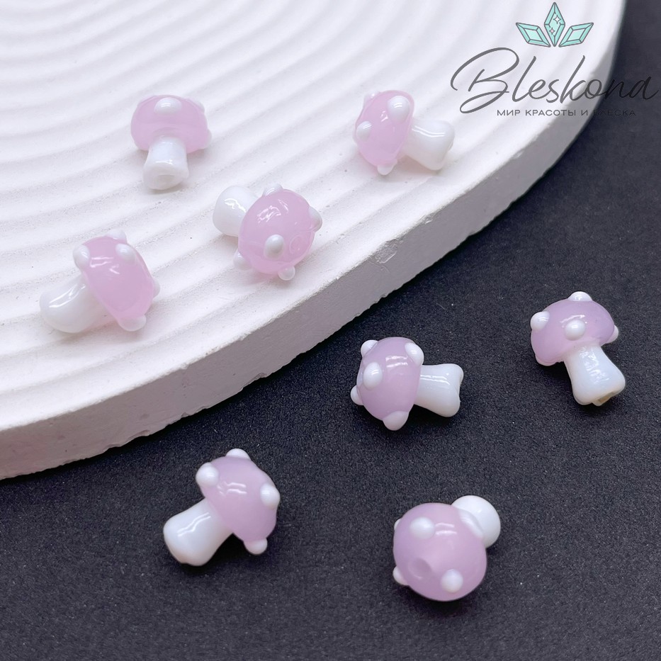 12*10 мм Бусина гриб розовый