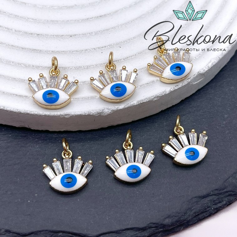 12,5*13,6 мм Цвет золото, Подвеска глаз с цирконами