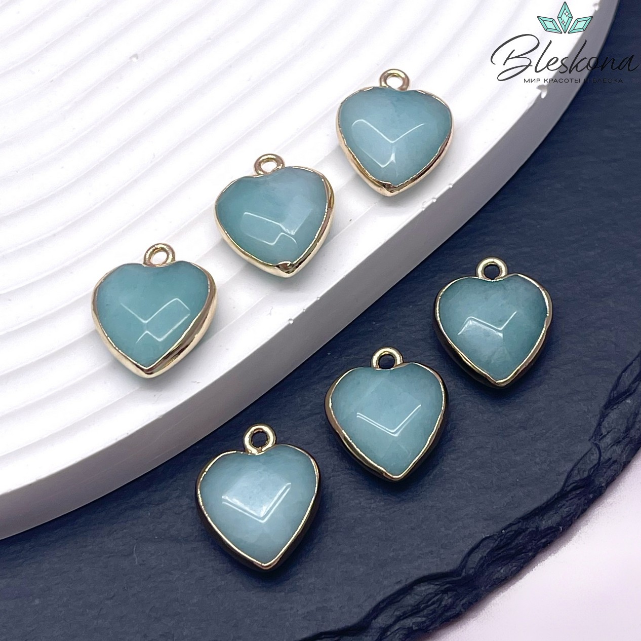 15*15 мм Подвеска Сердце Кварц зеленый тонированный огранка золото