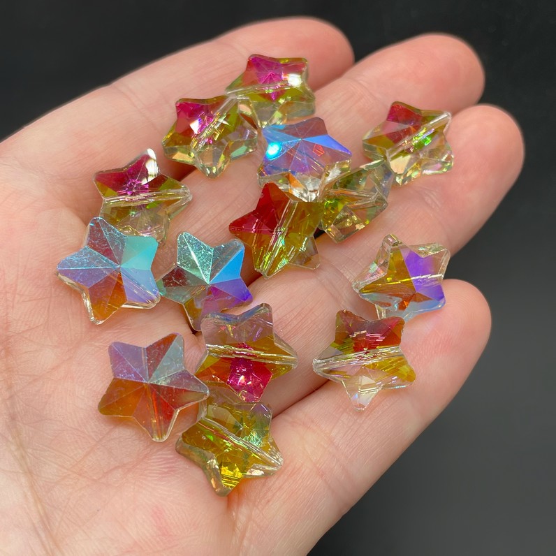 13,5 мм, Стекло Lux бусина звезда хамелеон уп.10шт