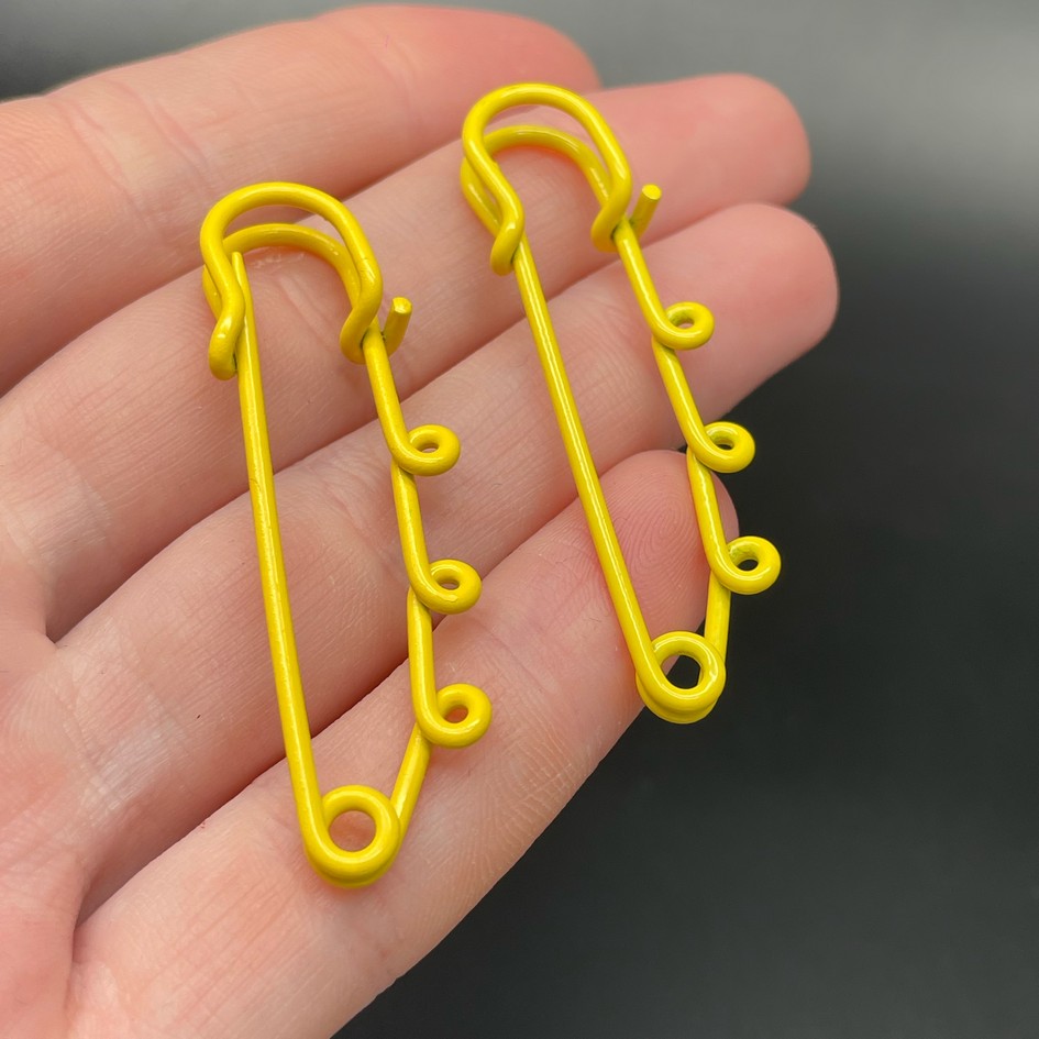 5 см , Основа булавка 3 колечка желтая эмаль