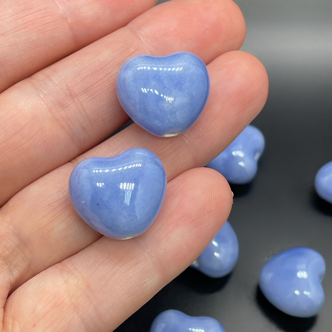 17 мм Бусина сердце, керамика цвет сиреневый