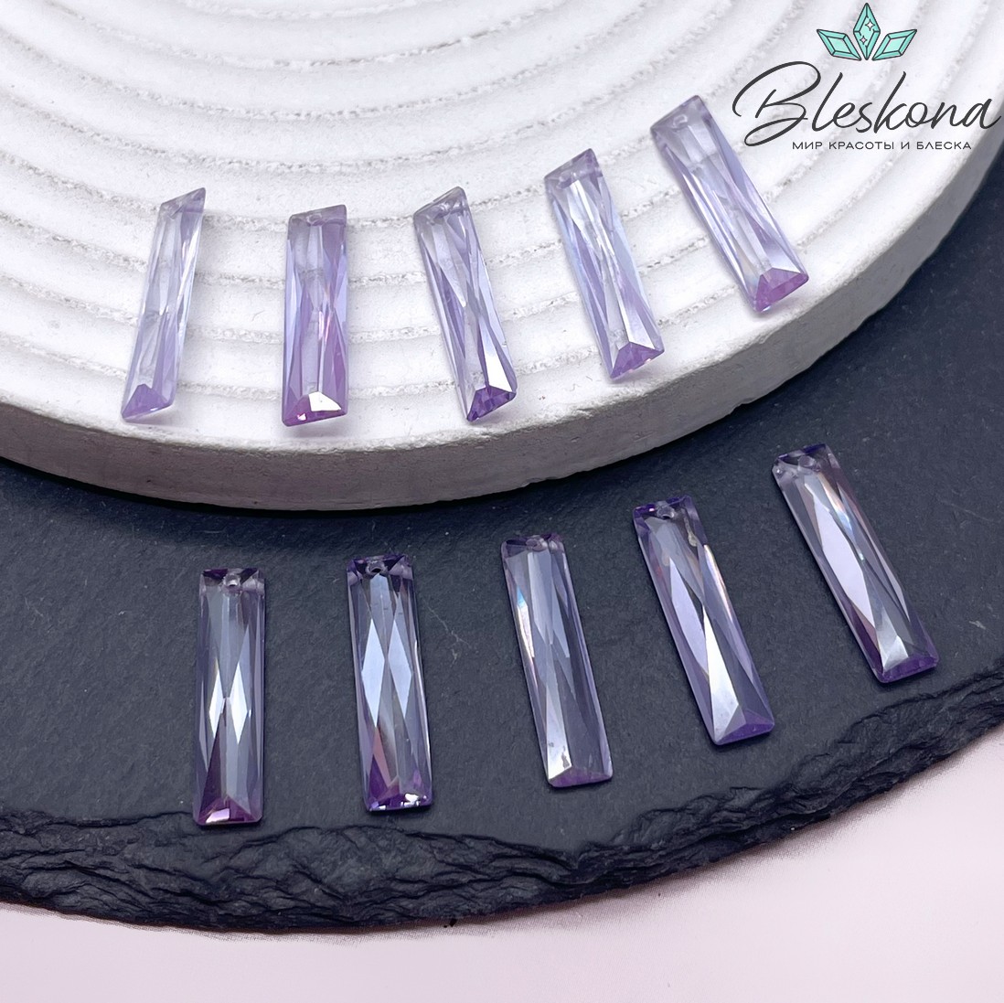 20*4,8 мм, Подвеска Циркон прямоугольник лиловый (кубический цирконий, фианит) 