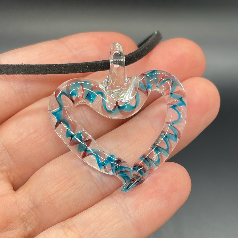 35*39мм, Подвеска сердце сине-сиреневое контур