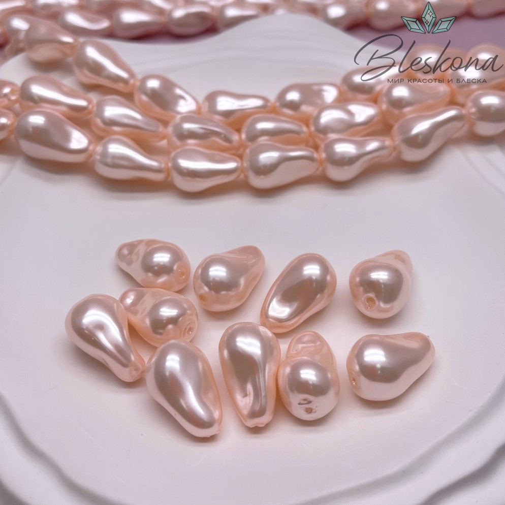 13*21 мм, Жемчуг Майорка, цвет розовый (штучно)