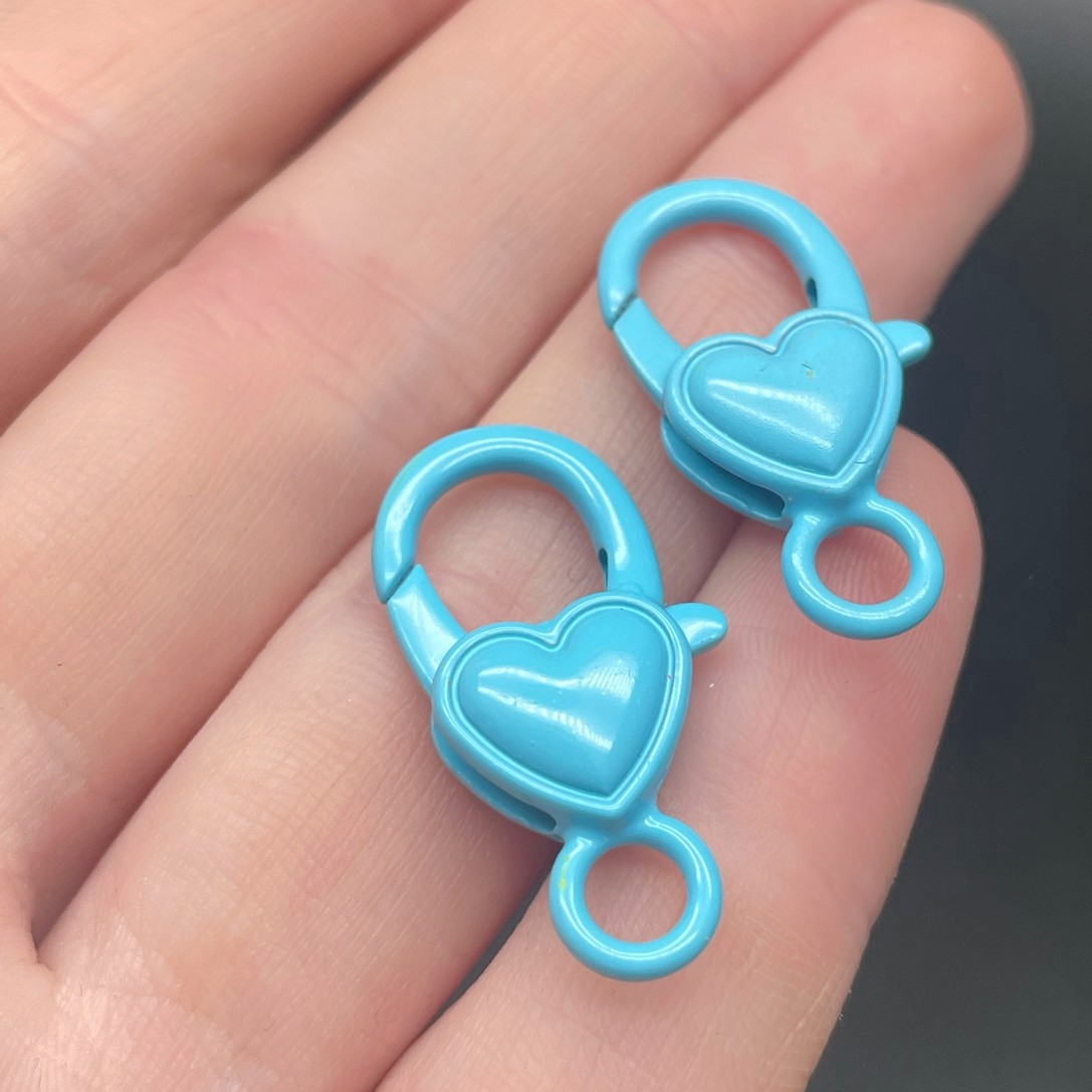 12,5*26,5мм , Замок крупный сердце голубая эмаль 