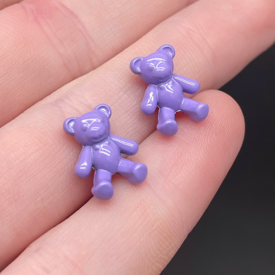 10*13 мм, Бусина Мишка фиолетовая  эмаль уп.10 шт