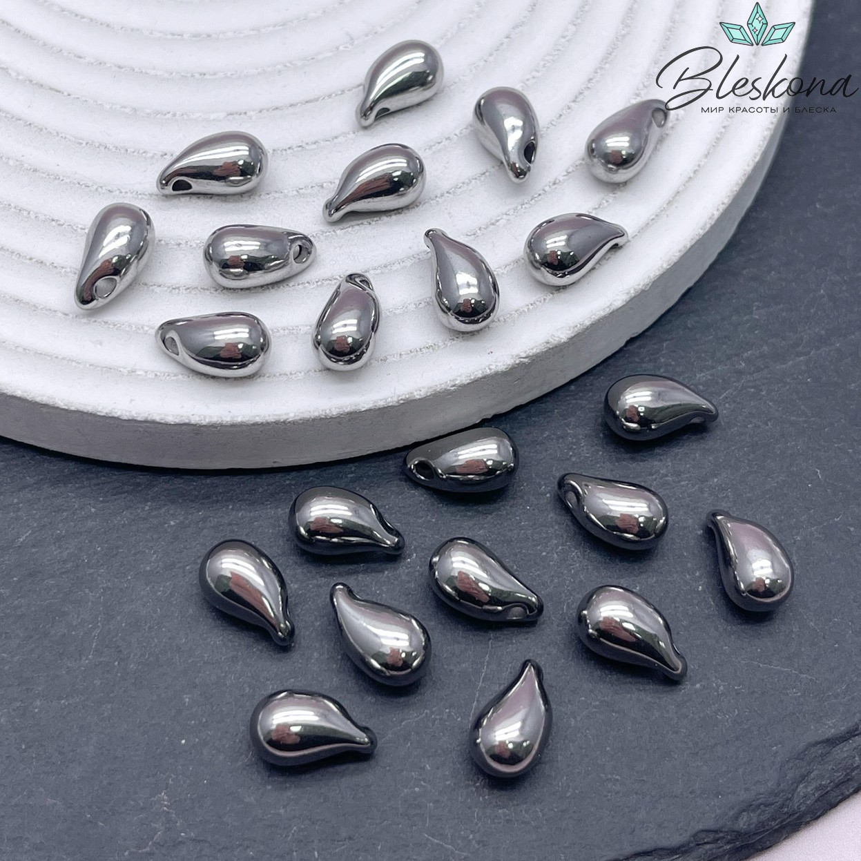 11,8*7 мм Цвет серебро, Подвеска капля №1