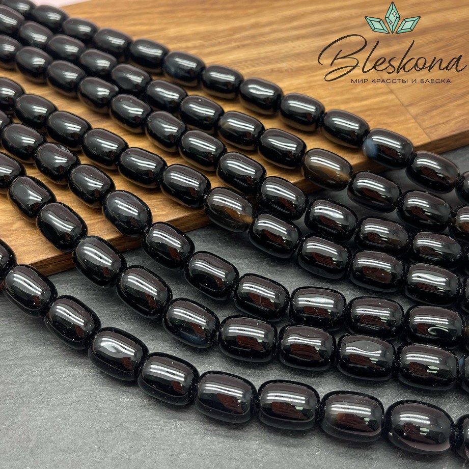 Агат черный бочата 14*10 мм