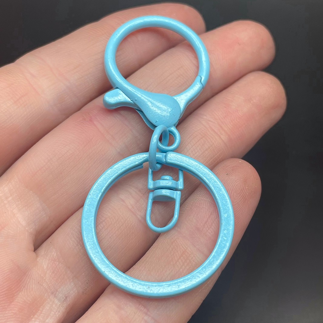 30 мм, Основа для брелока голубая эмаль круглый замок